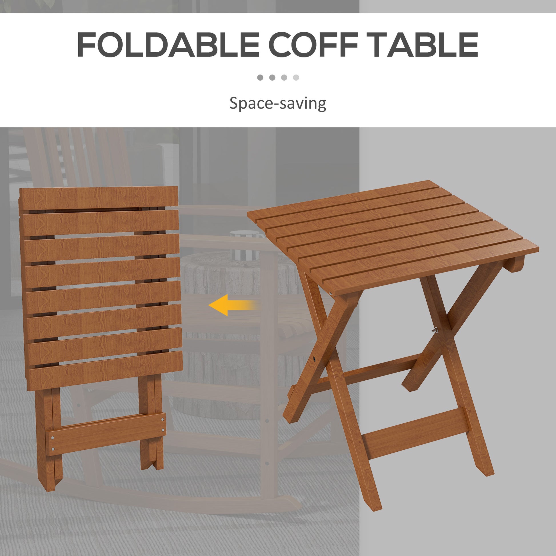Outsunny Outdoor Rocking Chair Set Of 2 With Side Table, Patio Wooden Rocking Chair With Smooth Armrests, High Back For Garden, Balcony, Porch, Supports Up To 352 Lbs., Teak Natural Wood