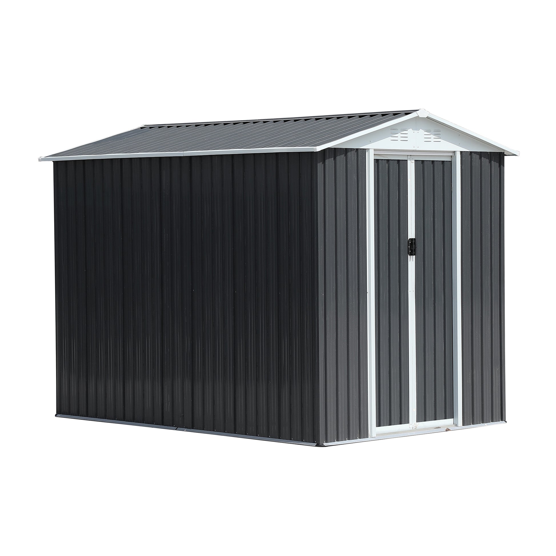 Waterproof Metal Steel Waterproof Outdoor Bike Storage Garden Shed 6Ftx9Ft Apex Roof Grey With Aluminum Alloy Frame Grey Garden & Outdoor Aluminium Alloy,Metal