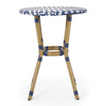 French Bistro Table White Blue Rattan