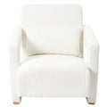 Mirod Sleek Right Angle Armrests, Ergonomic Lumbar Support, Square Wooden Block Legs, Inclined Seat For Comfort, Artistic Statement Piece For Living Room,Bedroom And Study White Boucle