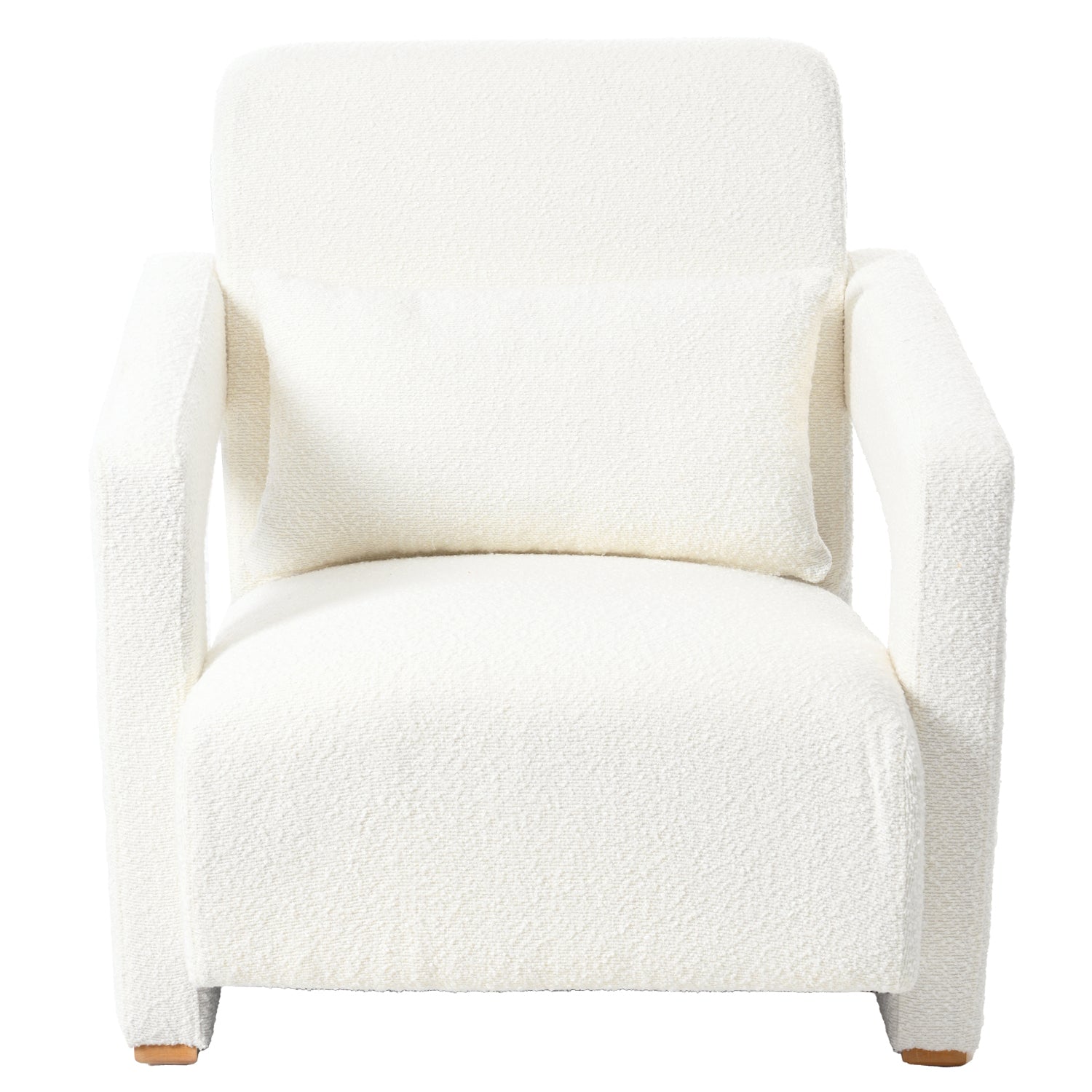 Mirod Sleek Right Angle Armrests, Ergonomic Lumbar Support, Square Wooden Block Legs, Inclined Seat For Comfort, Artistic Statement Piece For Living Room,Bedroom And Study White Boucle