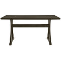Retro 7 Piece Trestle Dining Table Set With Upholstered Dining Chairs, Smooth Dining Backs For Dining Room, Living Room, Kitchen, Gray Upholstered Chair Wood Gray Seats 6 Wood Dining Room Solid Wood Rubberwood Trestle Rectangular Foam Dining Table With