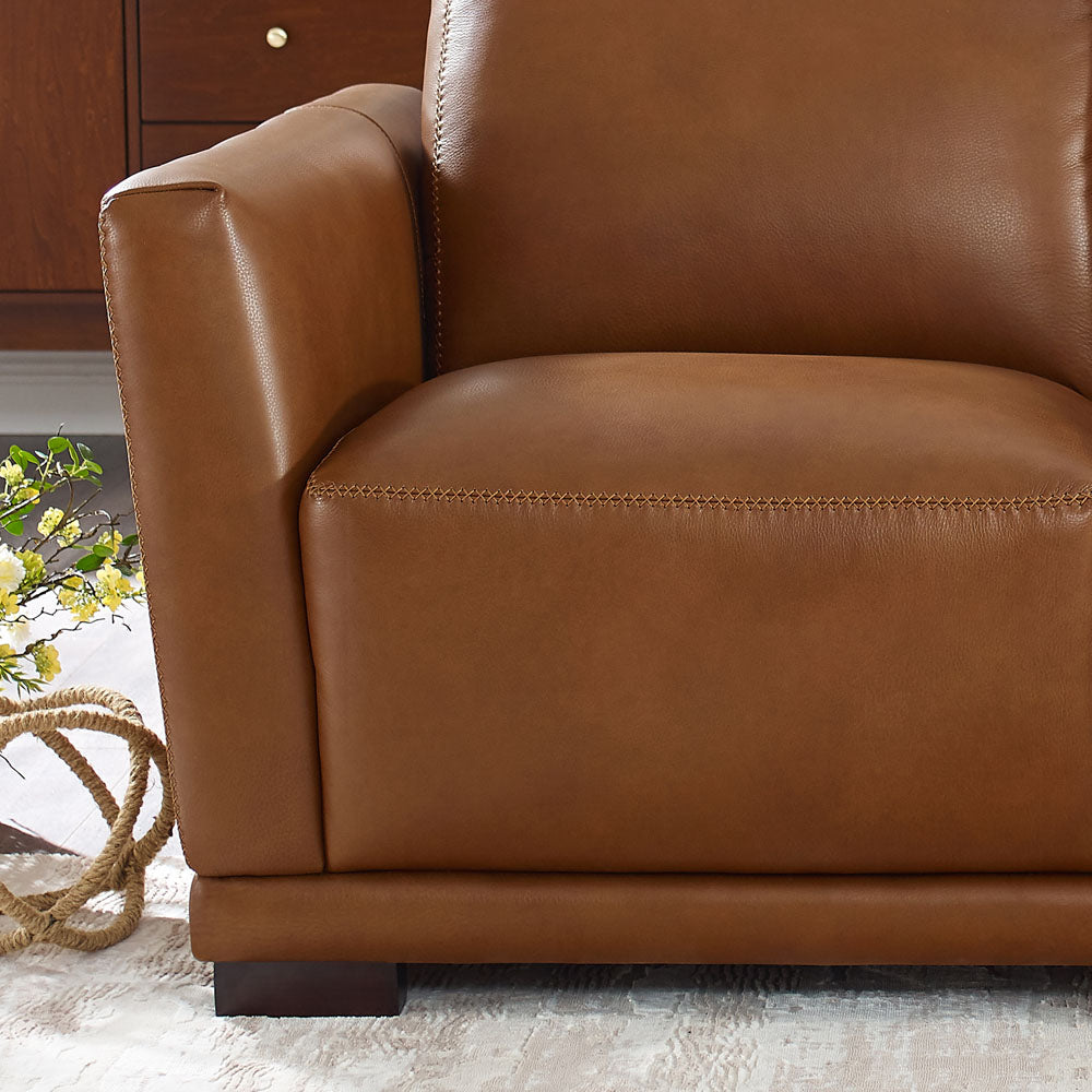 Mary Leather Loveseat Brown Memory Foam Genuine Leather