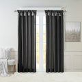Twist Tab Lined Window Curtain Panel Black 50X120