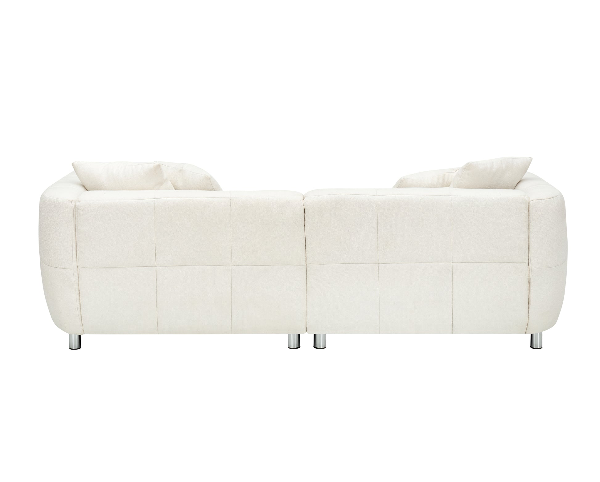 89 Inch Sofa For Living Room, Fashion Sofa With Metal Legs, 3 Seater Sofa, Solid Wood Frame Couch With 4Pillows, For Apartment Office Living Room White Beige Cotton Linen,Teddy 3 Seat