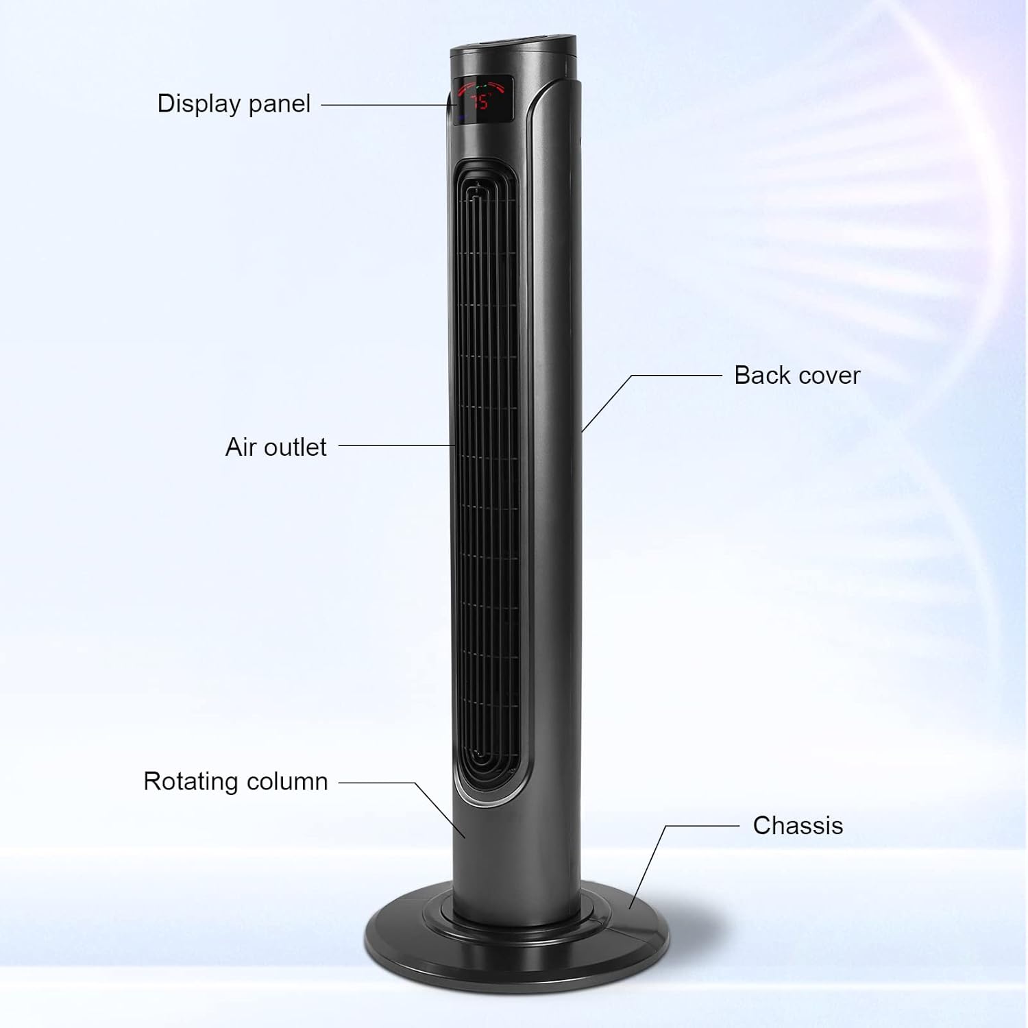 37 Inch Electric Oscillating Tower Fan With Remote Control For Indoor, Bedroom And Home Office, Black Black Plastic