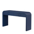 Unique Modern Rounded And Smooth Surface Console Table With 2 Drawers For Living Room And Entryway Navy Blue Navy Blue Primary Living Space Drawers Glossy Mdf