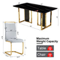 Table And Chair Set. Modern Dining Table With Mdf Top And Beautiful Mdf Legs. Equipped With Comfortable Pu Chairs And Metal Legs. Suitable For A Wide Range Of Decorative Styles. Black,Light Gray Seats 4 Mdf