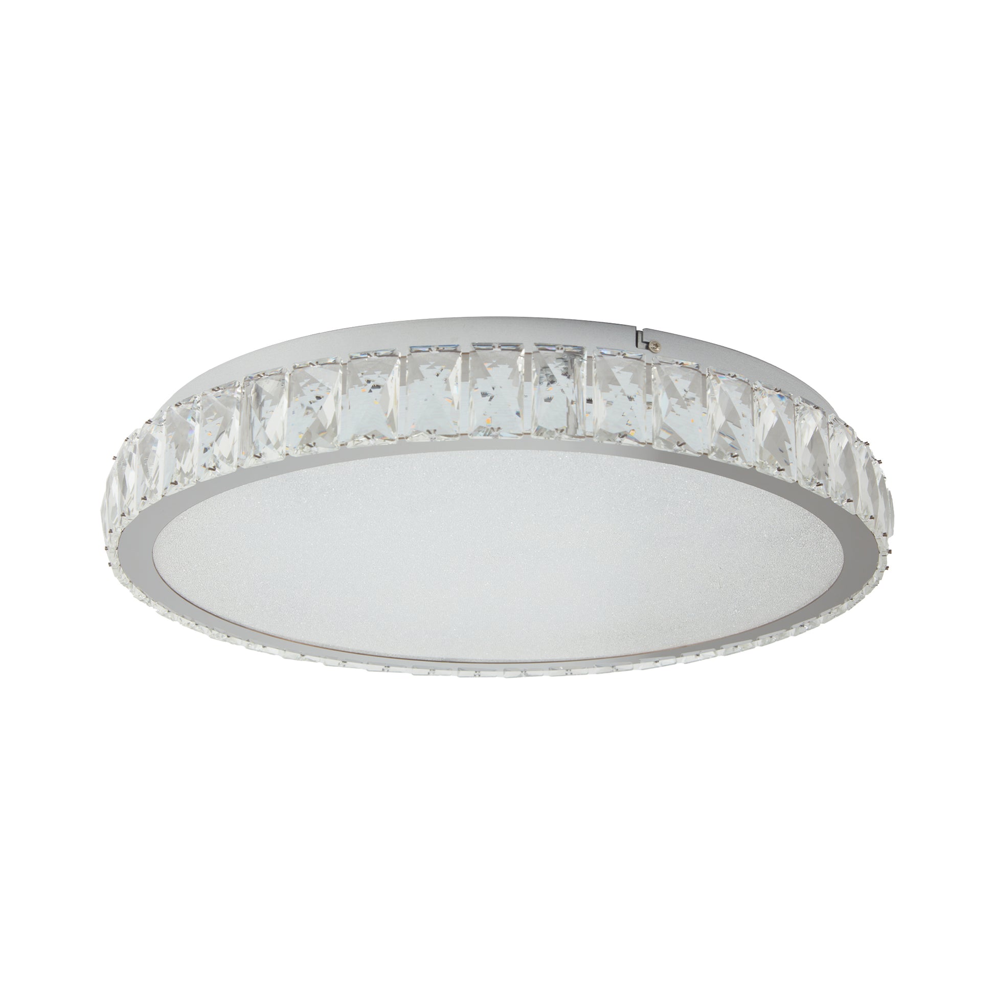 Crystal Led Ceiling Light, 19.7 Inch Flush Mount, 45W Dimmable Modern Fixture, Energy Saving, Perfect For Living Room, Bedroom, Kitchen Chrome Modern Crystal Iron