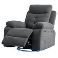 Power Recliner Glider Chair With Bluetooth Speaker 270 Degree Swivel With Led Light Side Arm With Storage Pockets Usb Type C Charging Port Button Control Retractable Footrest Adjustable Backrest Dg Dark Grey Linen Power Push Button Primary Living Space