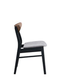 Rebi Gray Linen, Walnut & Black Finish Side Chair Set Of 2 Black,Gray,Walnut Linen,Synthetic Wood