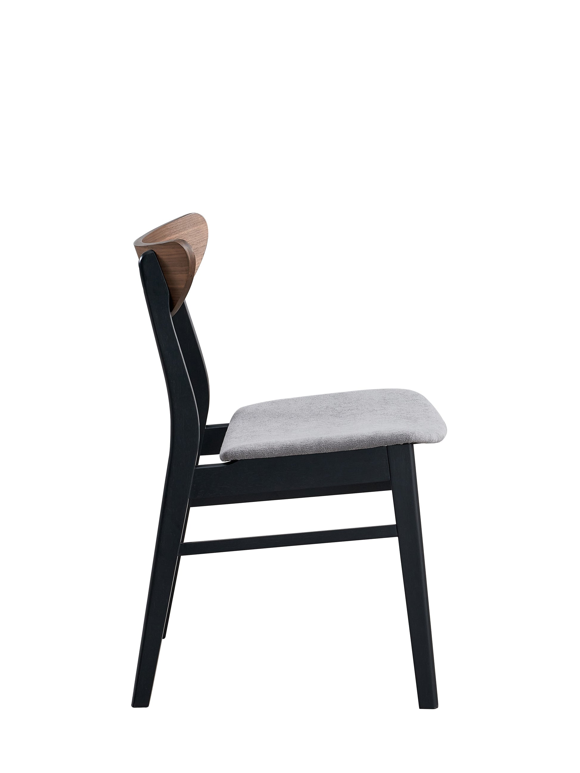 Rebi Gray Linen, Walnut & Black Finish Side Chair Set Of 2 Black,Gray,Walnut Linen,Synthetic Wood