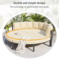 Patio Furniture Set, 4 Piece Round Outdoor Conversation Set All Weather Metal Sectional Sofa With Cushions Beige Seats 6 Metal