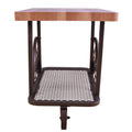 Oak And Antique Grey End Table With Shelf Oak Primary Living Space Industrial Shelves Rectangular Wood Metal