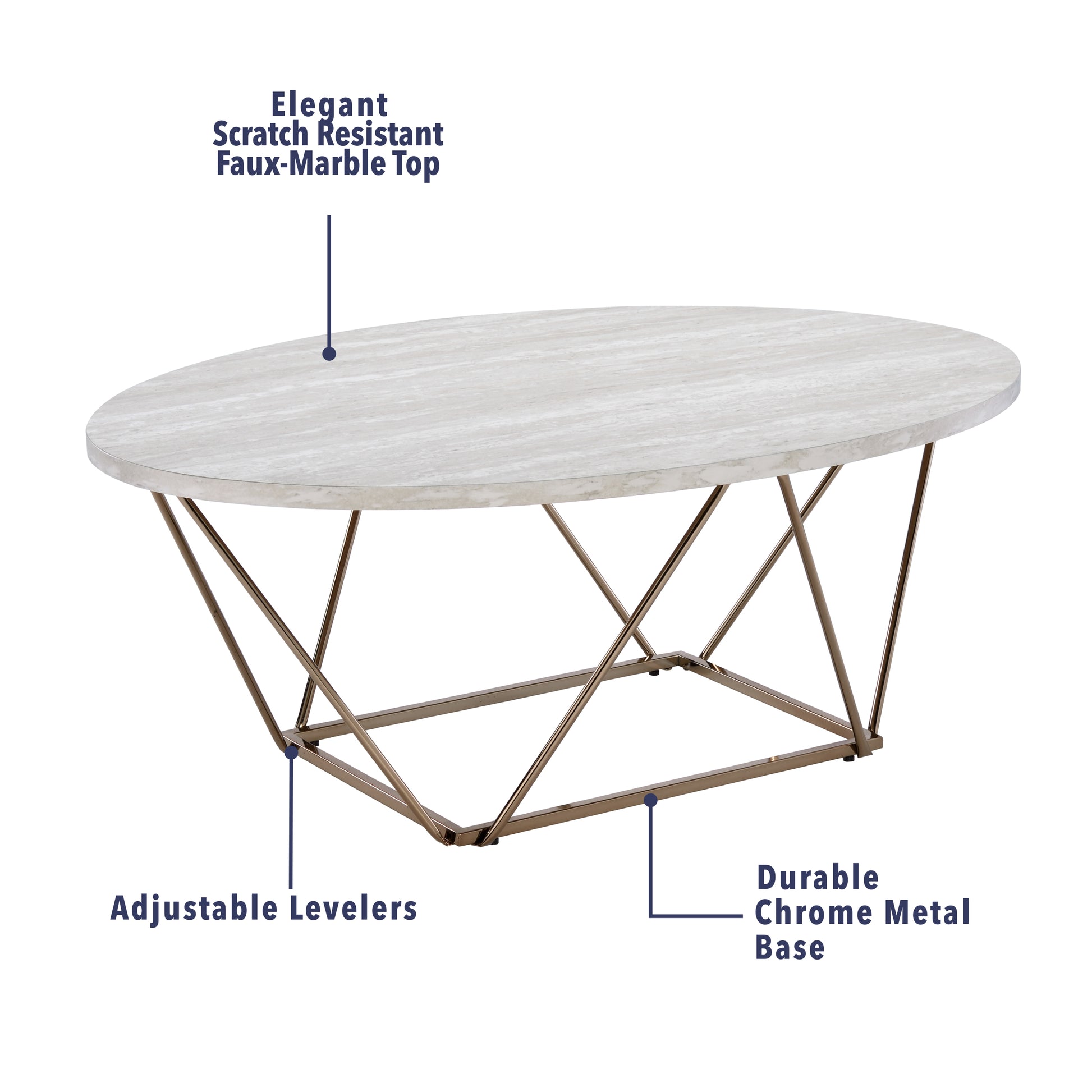 Rowan Faux Marble Top Coffee Table Gray Gray Wood