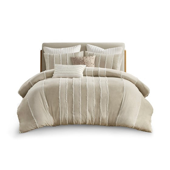 3 Piece Striped Cotton Duvet Cover Set Queen Multicolor Cotton