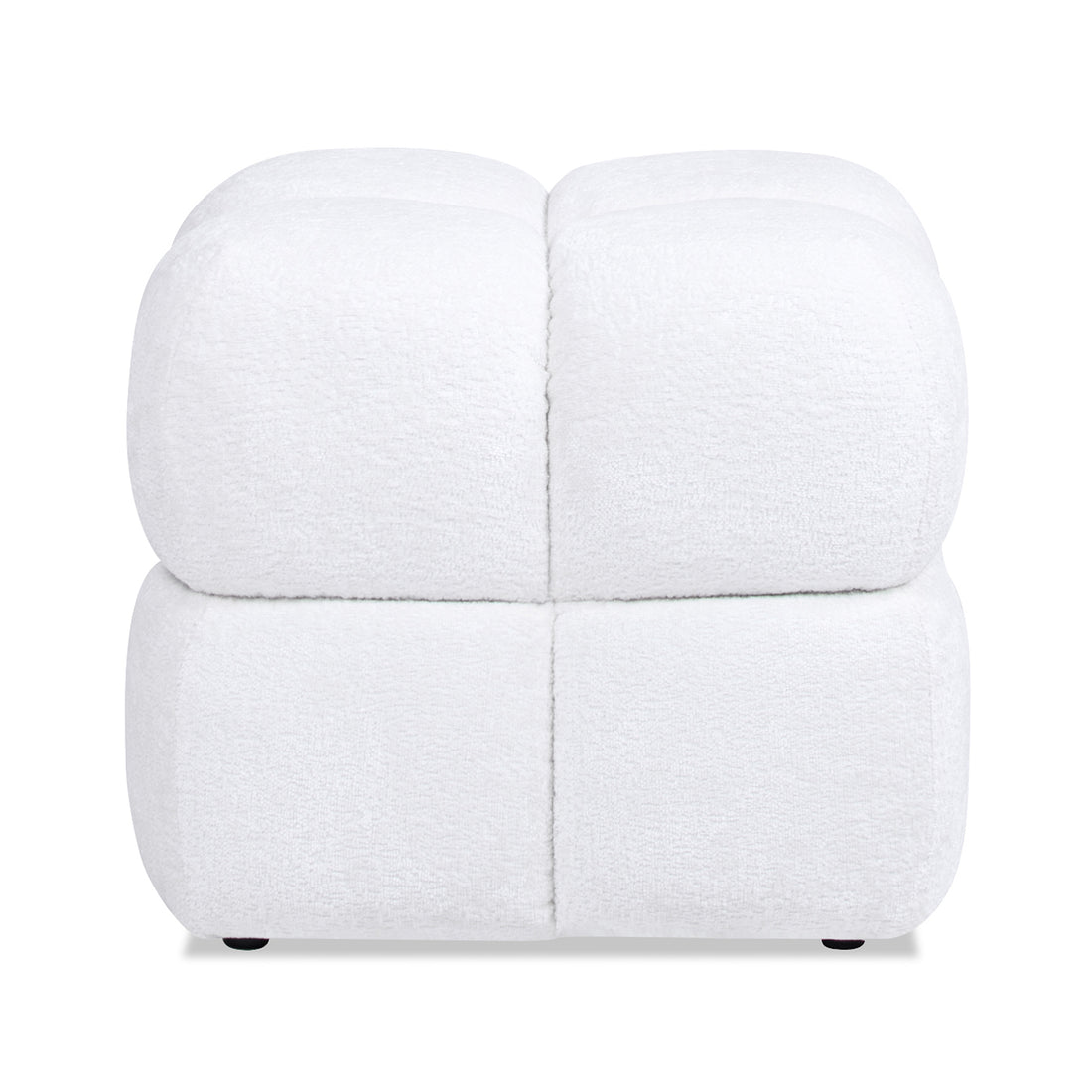 Pixel 21" Oversized Square Tufted Pouf Ottoman, Almond White Chenille White Foam Chenille