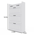 Shoe Storage Cabinet For Entryway, Hidden Shoe Cabinet With 3 Doors 2 Drawers Slim Shoe Cabinet, Freestanding Shoe Organizer Rack For Entryway, Apartment White Freestanding 5 Or More Drawers