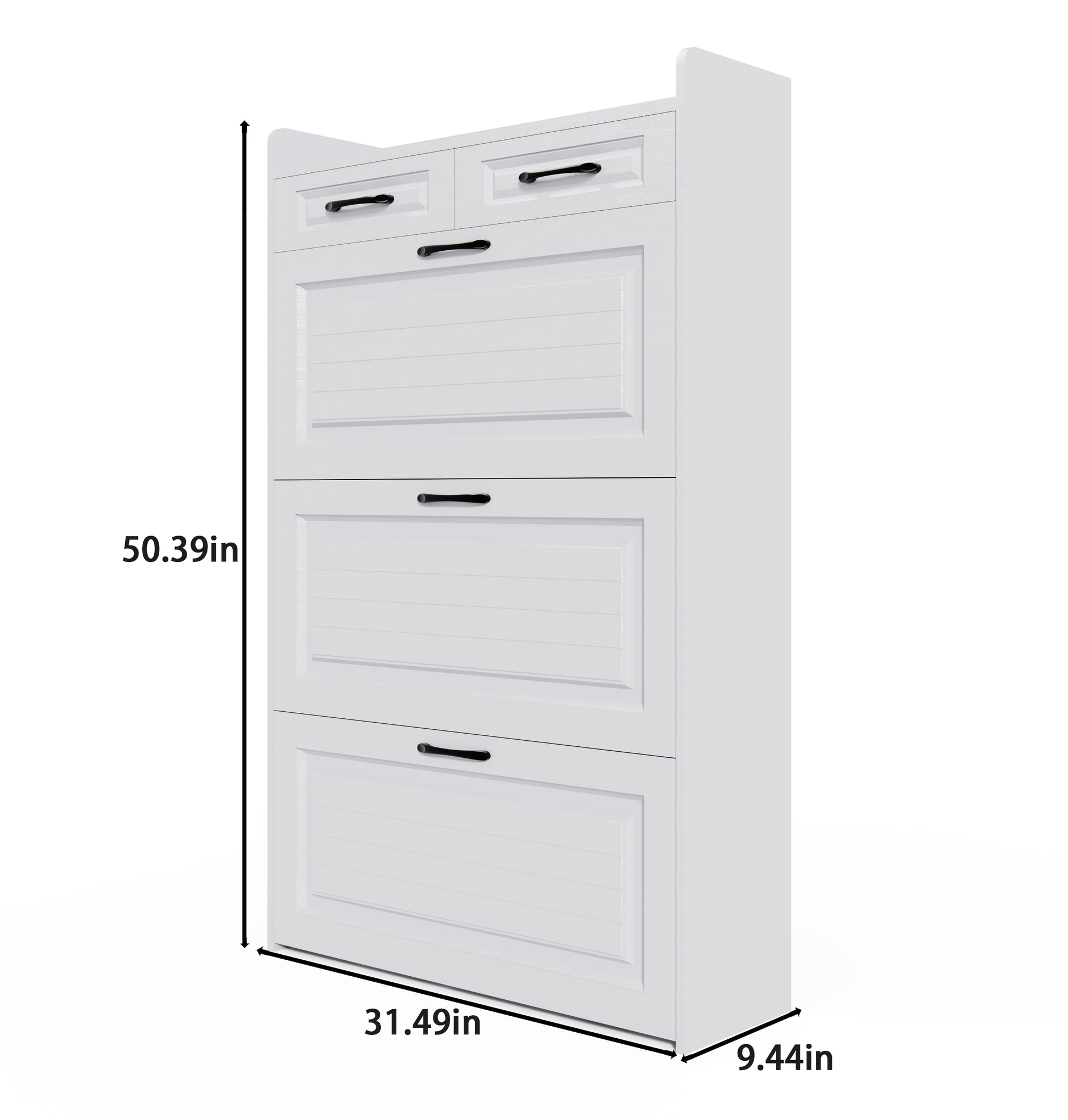 Shoe Storage Cabinet For Entryway, Hidden Shoe Cabinet With 3 Doors 2 Drawers Slim Shoe Cabinet, Freestanding Shoe Organizer Rack For Entryway, Apartment White Freestanding 5 Or More Drawers