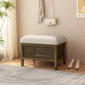 Cane Base Ottoman Dark Walnut Cream 21.5