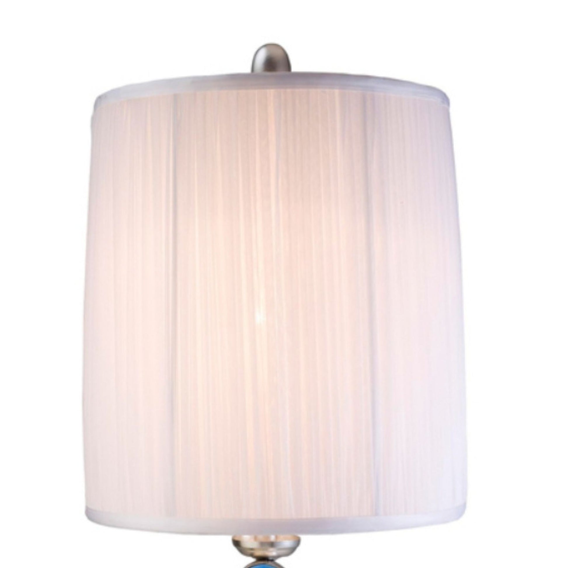 28" Tall Polyresin Table Lamp "Just Dazzle" With Silver Finish, White Shade Silver Metal