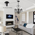 Classic Vintage Crystal Candle Chandeliers Lighting, 5 Lights Pendant Ceiling Fixture Lamp 5*E12*Max40W, No Include Bulb Chandelier For Living Room Dining Room Bedroom Hall Balcony Matte Black Gold Matte Black American Design,Luxury,Modern,Vintage Metal