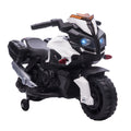 Aosom 6V Electric Motorcycle For Kids, Dirt Bike, Battery Powered Ride On Toy Off Road Street Bike With Pedal, Headlights, And Training Wheels, White White Iron Plastic