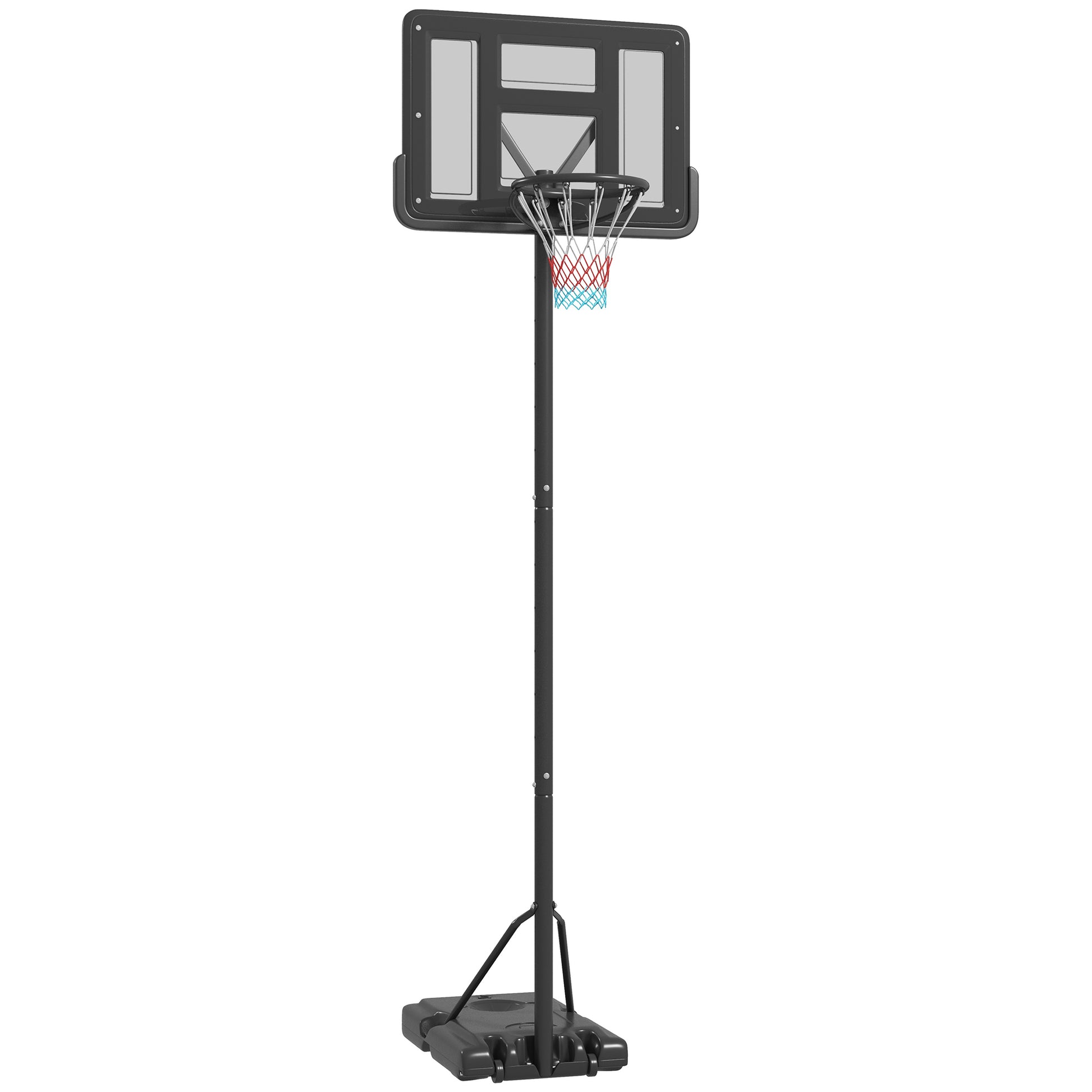 Soozier Portable Basketball Hoop, 7.5 10Ft Height Adjustable Swimming Pool Basketball Goal With 43.25" Backboard, Wheels And Fillable Base, For Youth & Adults Black Steel