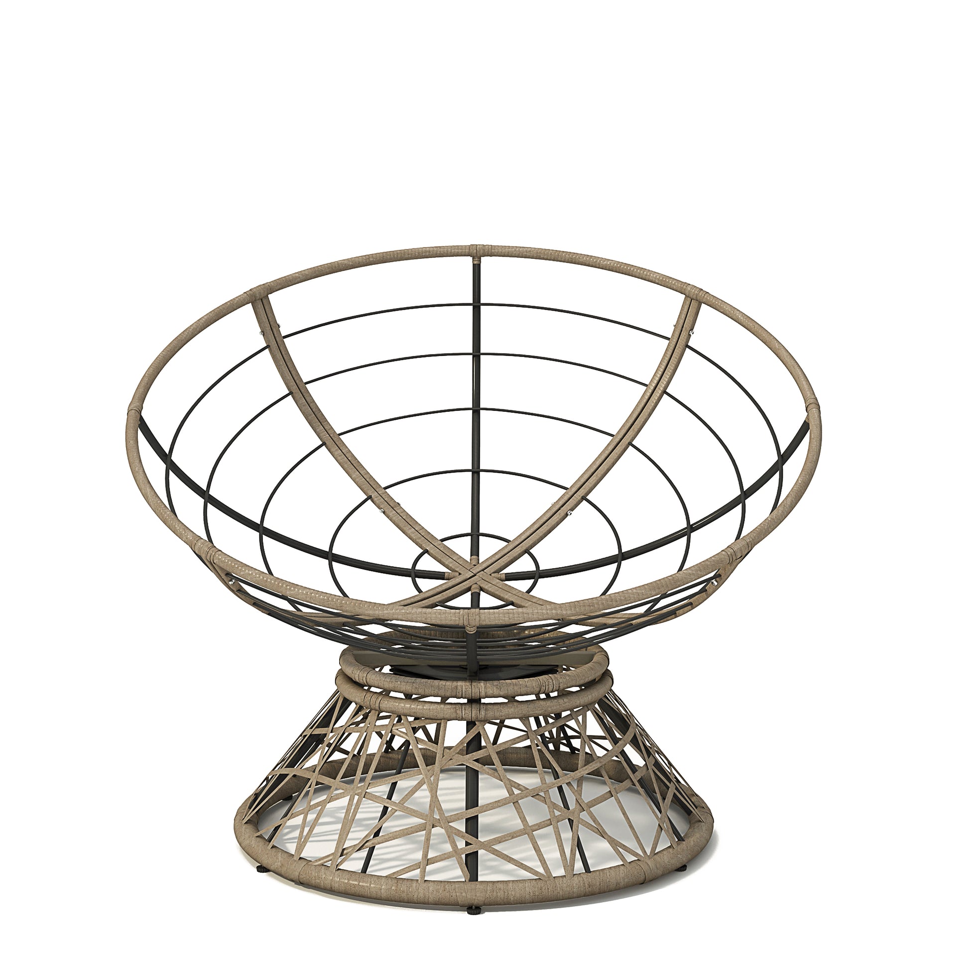 40" Ergonomic Wicker Chair With Cloud Thick Density Fabric Cushion,3 Proof Cover,High Capacity Iron Frame,Fluid 360 Degree Swivel For Reading,Living Room, Bedroom,Lounge,Brown Base,2 Colors