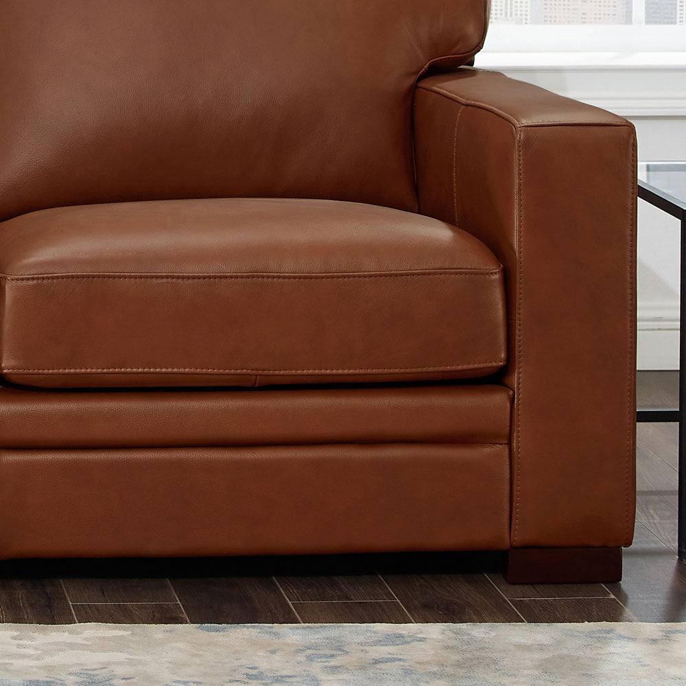 Dillon Leather Loveseat Brown Down Filling Genuine Leather