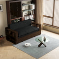 3 In 1 Convertible Sleeper Sofa Bed,Modern Velvet Loveseat Couch With Pull Out Bed,Small Beautiful Seat Futon Sofa Bed With Convertible Office Desk,Black Black Metal & Wood 2 Seat