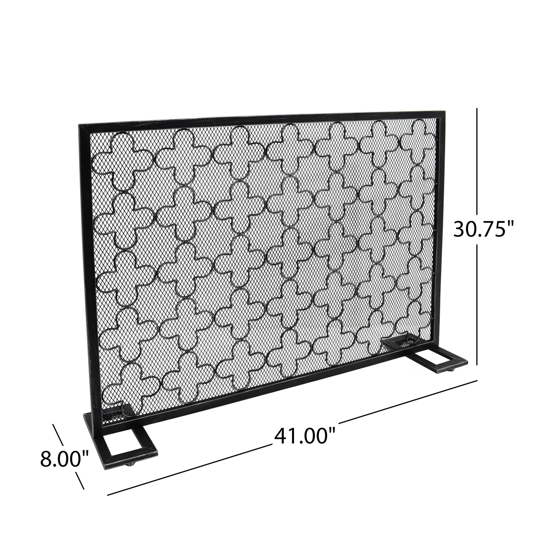 Fire Screen Black Silver Iron