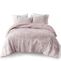 Crushed Velvet Sherpa Reversible Comforter Set Queen Light Purple Polyester