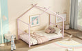 Twin Size Metal House Platform Bed, Pink Box Spring Not Required Twin Pink Metal Bedroom Bed Frame Metal