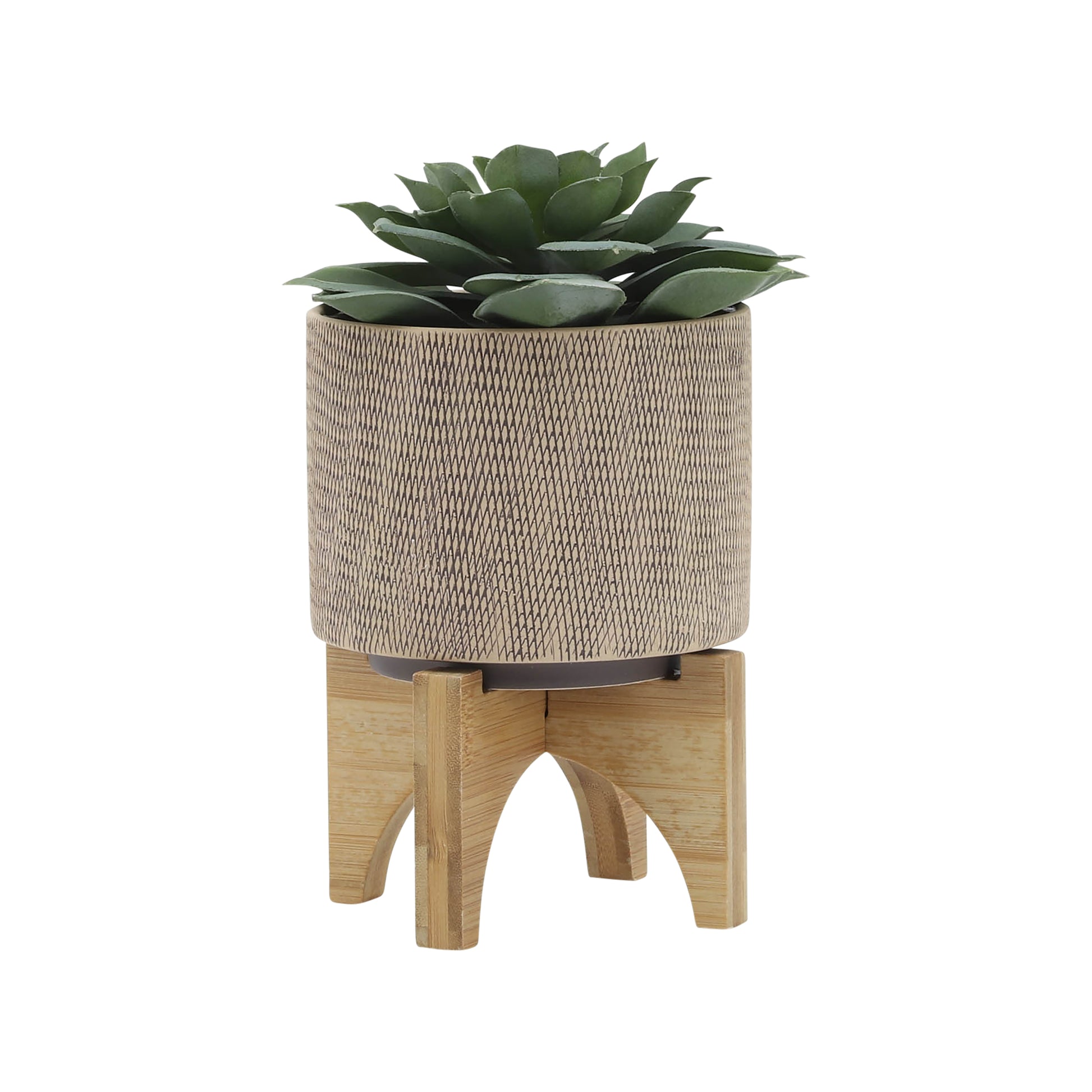 S 2 5 8" Mesh Planter W Stand, Tan Tan Ceramic