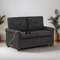 Fashion Pull Out Sofa Bed With Mattress, Fabric Antique Black Brown Polyester Wood Soft Cushion Back Extra Heavy Duty American Traditional Rubberwood Square Arms Memory Foam And Polyurethane Foam Polyester 2 Seat