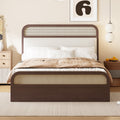 Queen Size Wooden Platform Bed With Trundle And 2 Drawers,Espresso Queen Espresso Solid Wood Mdf