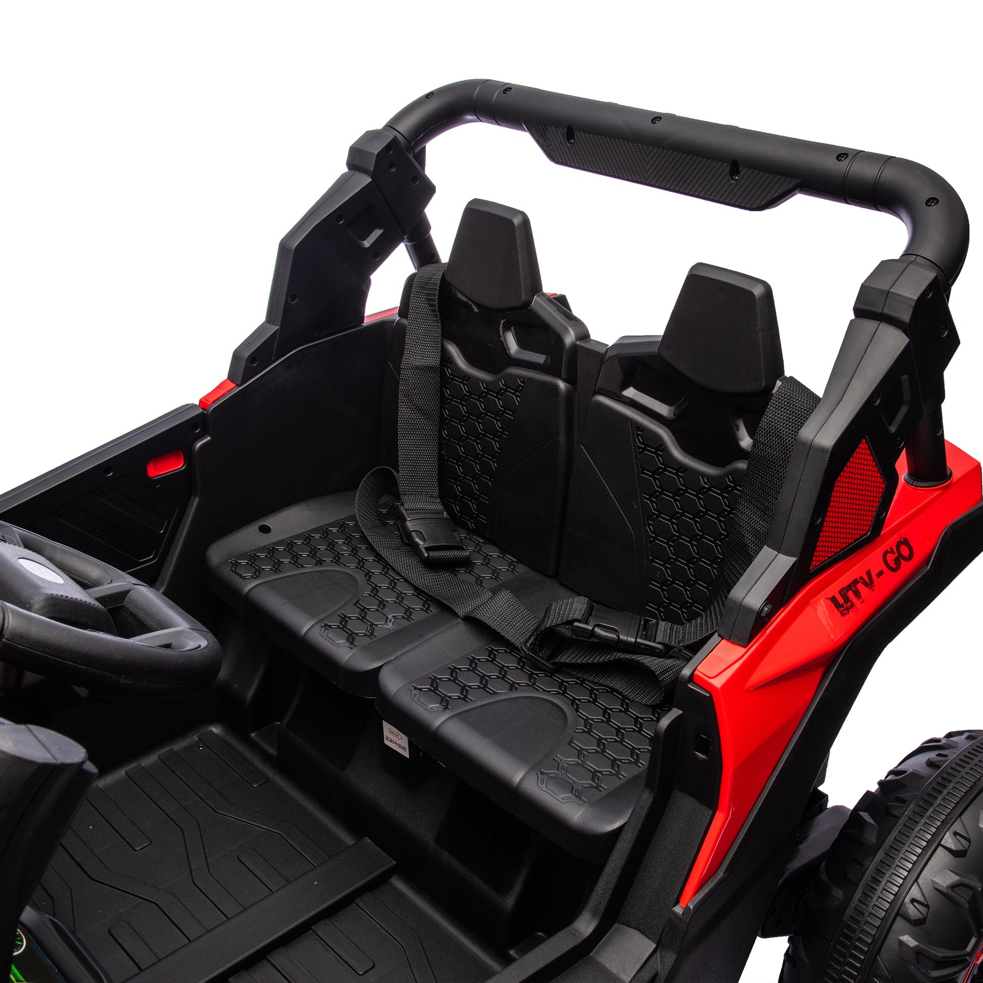 24V Two Seater Kids Ride On Utv W Parents Remote Control,Four Wheel Suspension,Slow Start,Large Wheel Design,Anti Collision Bar,Storage Space,Music,Usb,Bluetooth,Volume Control,Led Lights For Kids 3 . Red 100 149 Lbs Polypropylene