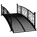 Outsunny 7' Metal Arch Garden Bridge With Safety Siderails, Decorative Arc Footbridge With Delicate Scrollwork 