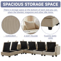 113.5'' Modular Sectiona Corduroy Sofa, Sectional Couches For Living Room U Shaped Sectional Couch With Storage Ottoman, 6 Seats Convertible Sectionals With Chaise Beige Corduroy 3 Seat
