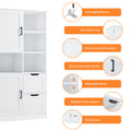 Bathroom Storage Cabinet With Doors And Drawers, Multiple Storage Space, Freestanding Style, Open Shelve, Adjustable Shelf, White White Mdf