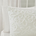 3 Piece Tufted Cotton Chenille Duvet Cover Set Queen Off White Cotton