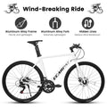 A28314 700C Ecarpat Road Bike, 14 Speed Shimano Disc Brakes, Light Weight Aluminum Frame ,Racing Bike City Commuting Road Bicycle For Men Women Cycling White Without Durable Garden & Outdoor Classic Multifunctional Polyurethane Foam Aluminium Alloy