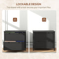 Homcom 2 Drawer File Cabinet With Lock, Lateral Filing Cabinet With Keys And Adjustable Hanging Bar For Letter, A4 And Legal Size, File Cabinet For Home Office, Black Black Particle Board