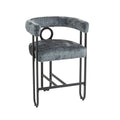 Coolmore Bar Stools Set Of 2, Modern Bar Stool With Back, Black Metal Frames, Upholstered Bar Stools For Kitchen Island, Pub, Club Gray Chenille Gray Foam Chenille