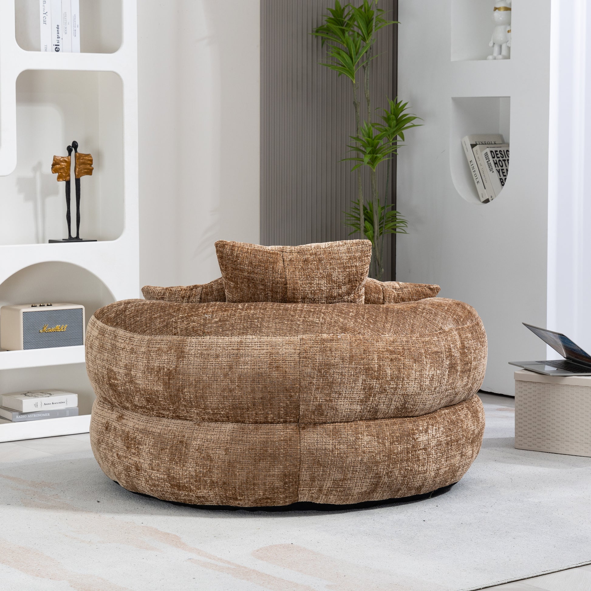 Coolmore Lazy Sofa Durable Comfort Lounger High Back Bean Bag Chair Couch With Three Pillows For Adults And Kids, Indoor & Outdoor, Single Gaming Sofa Chair For Bedroom,Office Coffee Chenille Coffee Foam Chenille 1 Seat