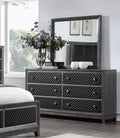 Modern Styling Bedroom 1Pc Dresser Of 6 Drawers Faux Leather Upholstered Gray Classic Design Wooden Furniture Gray Bedroom Modern Wood