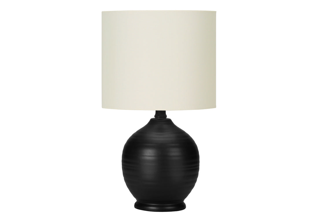 Lighting, 17"H, Table Lamp, Black Ceramic, Ivory Cream Shade, Transitional Black Ceramic