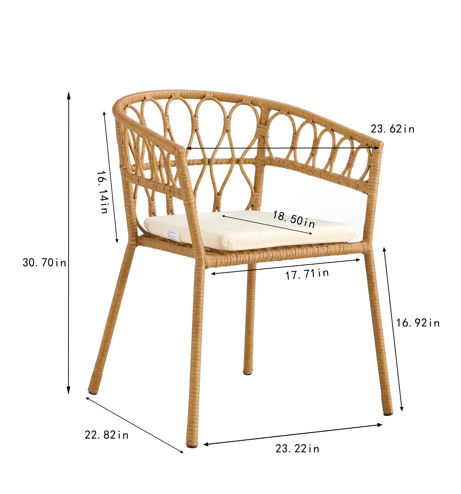 Outdoor Dining Set Of 5, Simple Bamboo Dinning Tablepe Ratten Round Table 110Cm Plastic Wood Top, Bamboo Looking Ratten Base, 4 Dinning Chairs With Cushion, Stackable Antique Brown Bamboo