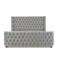 Brooklyn King Tufted Panel Bed Headboard And Footboard Set, Opal Grey Velvet Box Spring Required King Gray Wood Foam Velvet Velvet